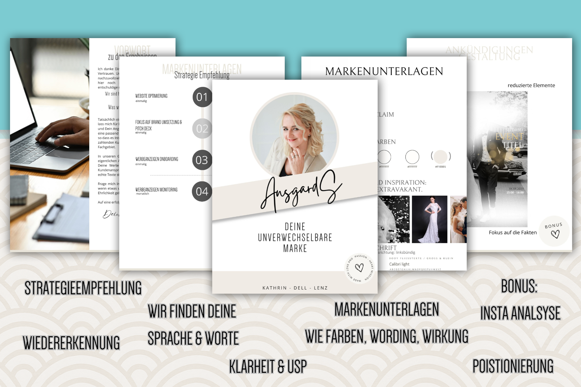 Markenunterlagen und Strategieempfehlung – Personal Brand Paket Übersicht mit Positionierung, Wording und visueller Leitlinie