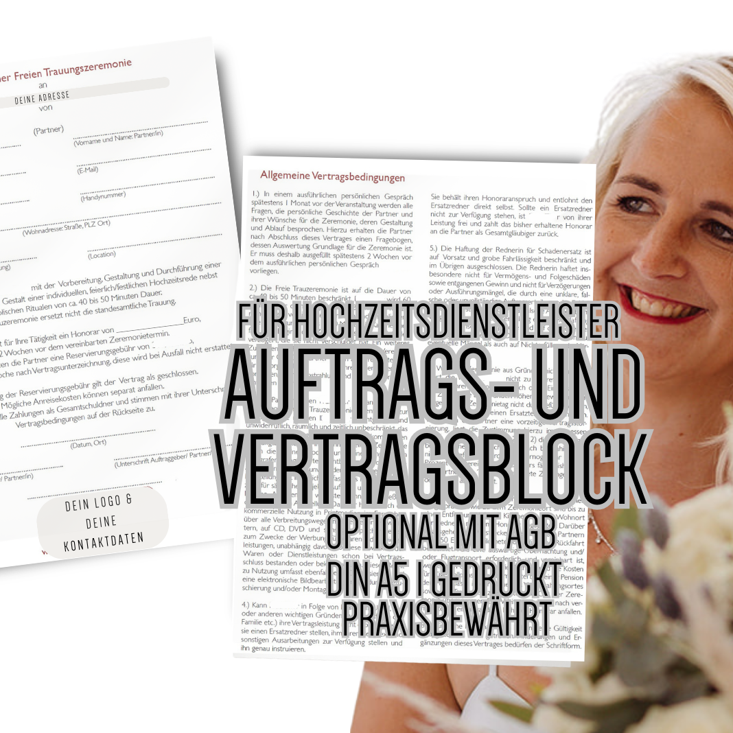 Vertragsblock für Hochzeitsdienstleister